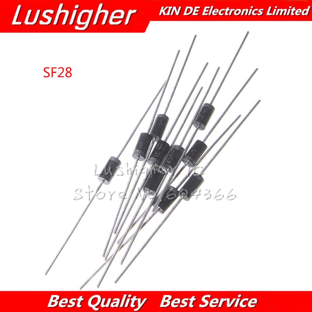 100PCS SF28 Super Fast Rectifier Diode 2A 600V DO-15