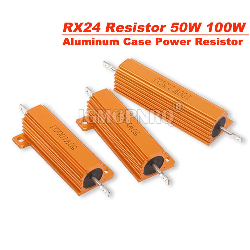 RX24 50W 100W อลูมิเนียมโลหะกรณี Wirewound Resistor 0.01R ~ 100K 1 6 8 10 20 200 500 1K 10K โอห์มควา