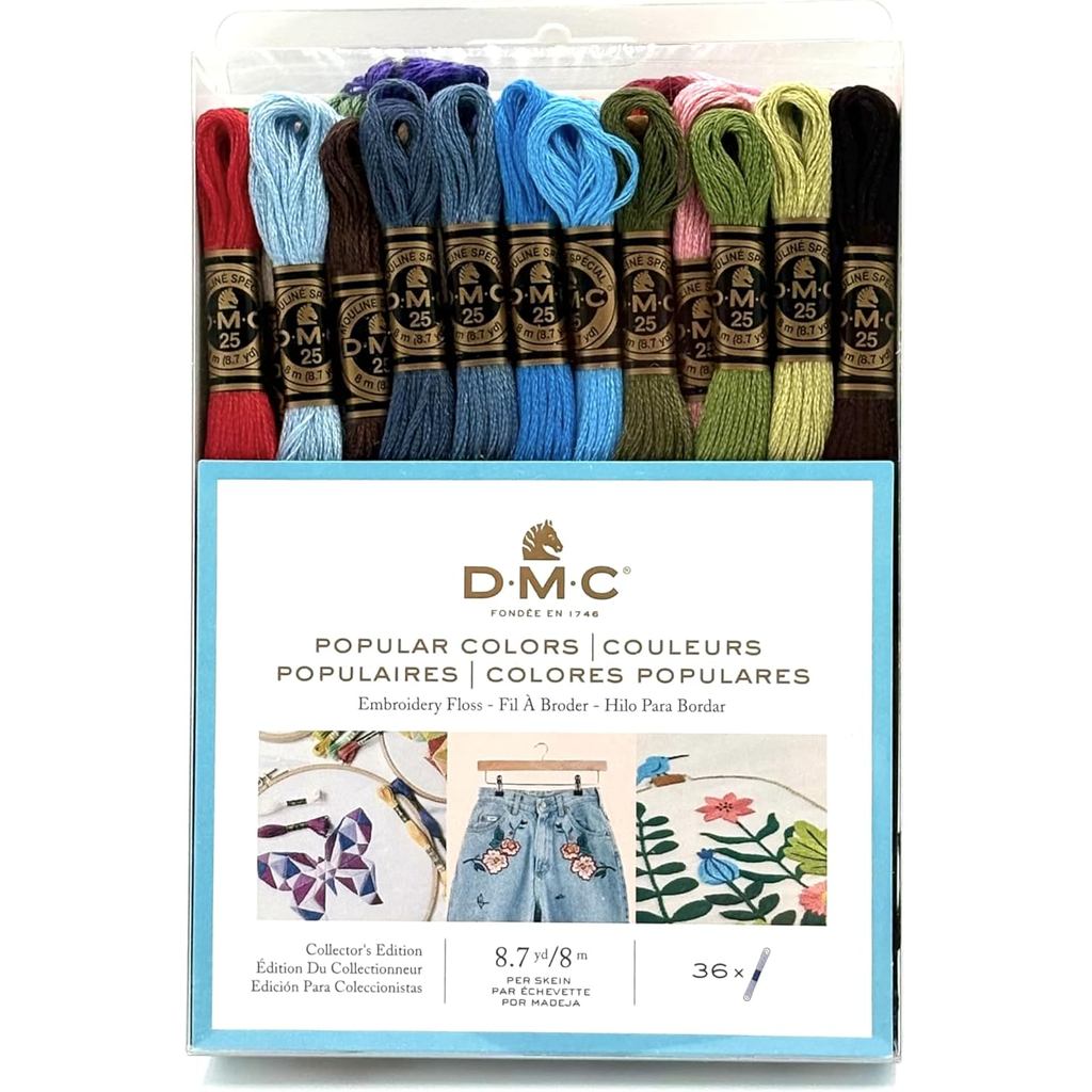 DMC 117F25-PC36 เย็บปักถักร้อยสียอดนิยมไหมขัดฟันแพ็ค, สีอาจวารี, 8.7-Yard, 36/แพ็ค