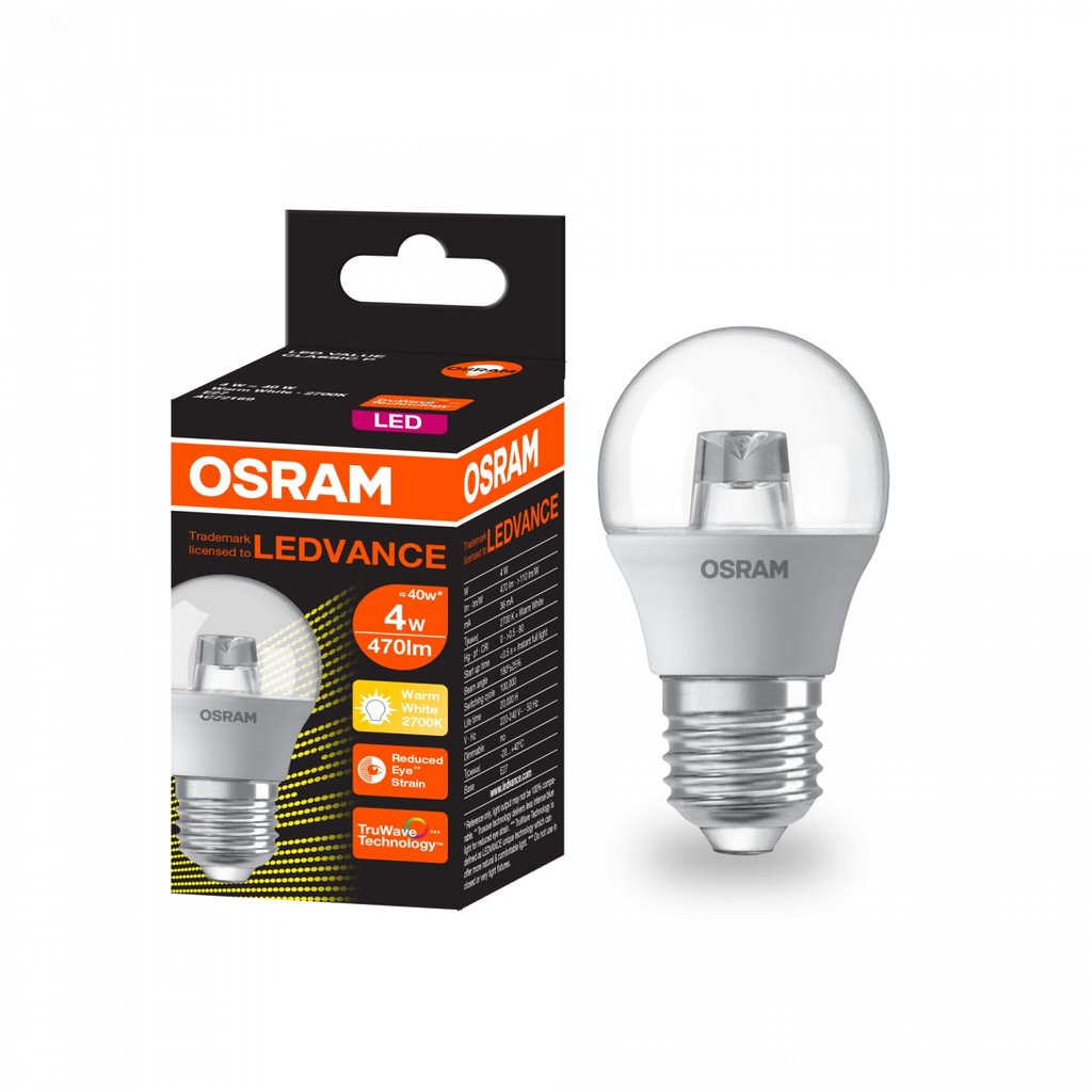 OSRAM หลอดไฟ LED ปิงปองใส E27 รุ่น VALUE CLASSIC P 4W แสงวอร์มไวท์