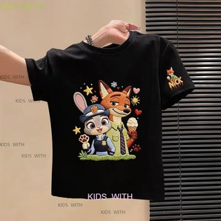 เสื้อยืดเด็ก Judy Nick ลายการ์ตูน เสื้อยืดแขนสั้น ระบายอากาศดี ใส่ได้ทั้งเด็กชาย-หญิง