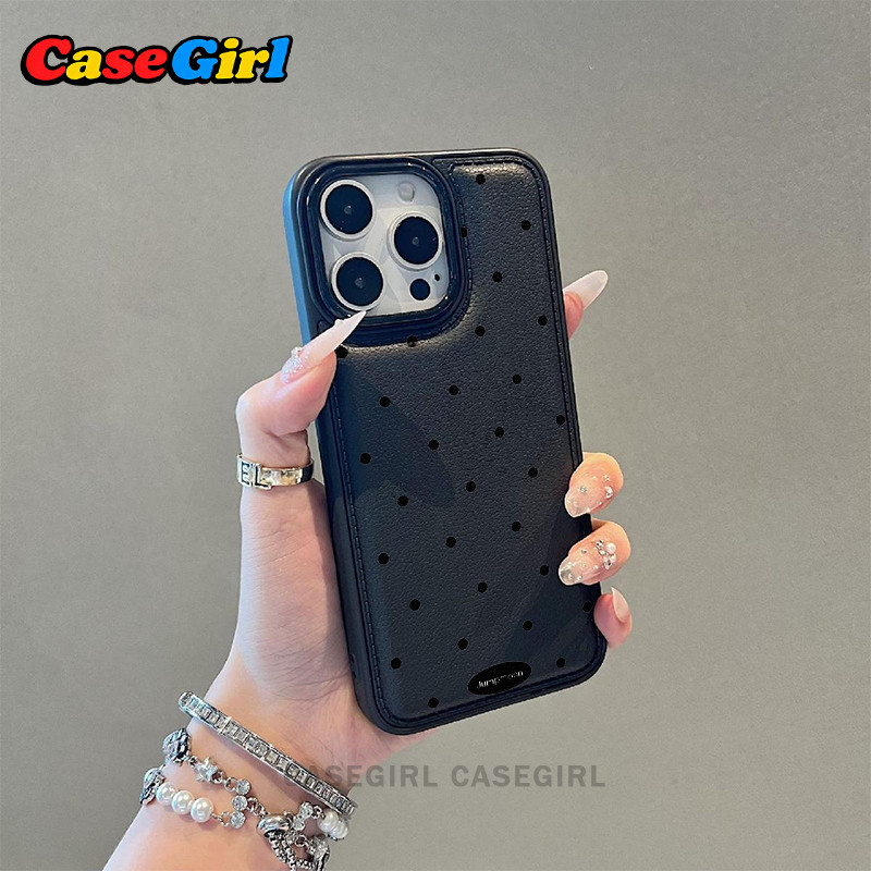 [✅คุ้มค่าที่สุด! ] สำหรับ iPhone 15 11 XR 17 13 16 12 14 Pro Max 14 Plus เคสไอโฟนหนังเทียมพรีเมียม ลายจุดดำ – โปรปัง