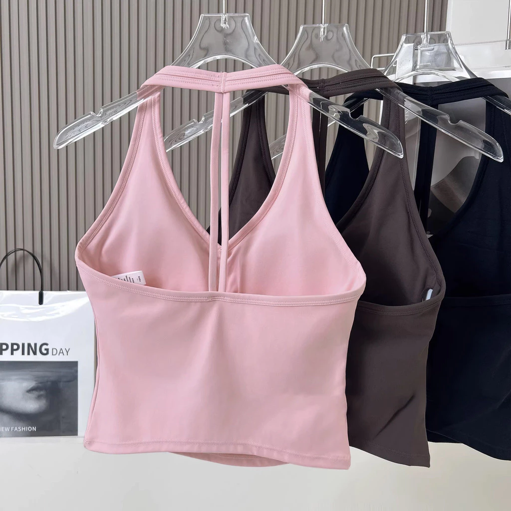 MAGIEYOGA Sports Bra ดีไซน์ halter แบบตัดทอนั่บาร์หลังสวยงาม สวมใส่สบาย เหมาะสำหรับการออกกำลังกายโยคะ