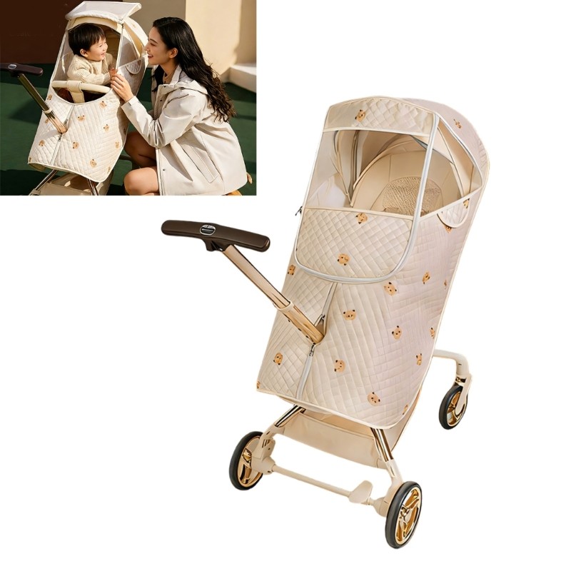 Ww Universal Baby Pram Rain Cover พร้อมกระเป๋าจัดเก็บขนาดใหญ่ปกป้องลม Rain และ Snow Pram Rain Shield