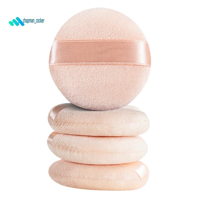 4 ชิ้นหลวมแป้งพัฟ Pad ฟองน้ําเครื่องสําอาง Velour แต่งหน้า Applicator ล้างทําความสะอาดได้ Foundation พัฟสําหรับแป้งพร้อมกรณี