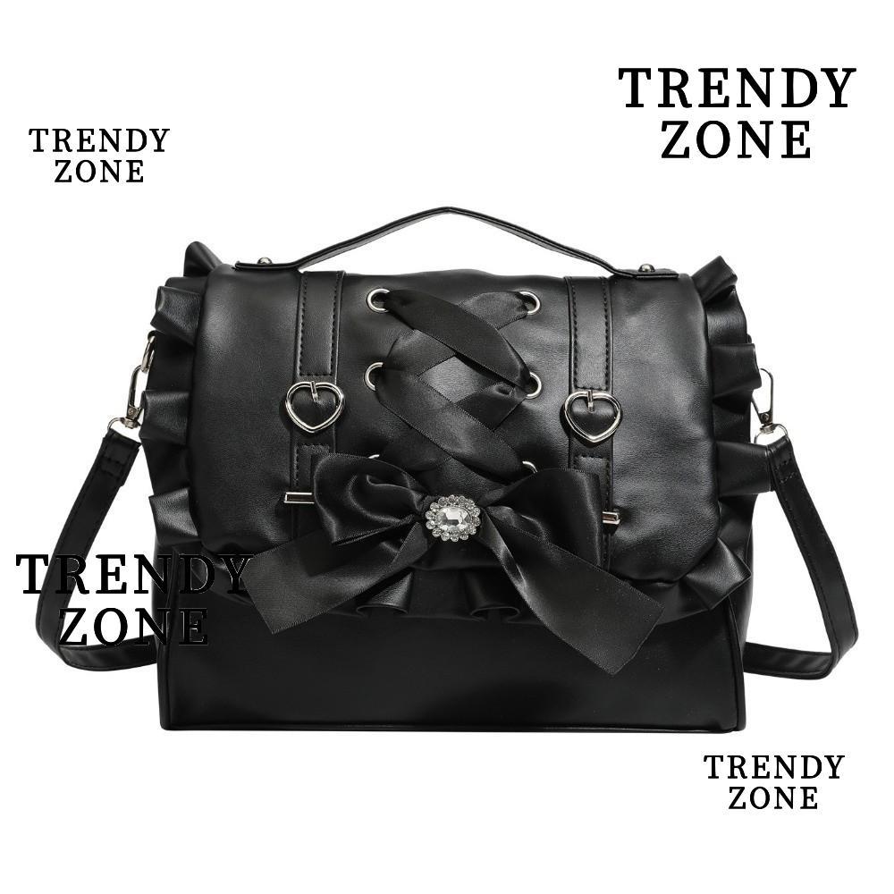 TRENDYZONE กระเป๋าสะพาย, ซิป Fastener Single oulder Ita กระเป๋า, เกาหลี Sle Casual PU หนัง Knot Cros