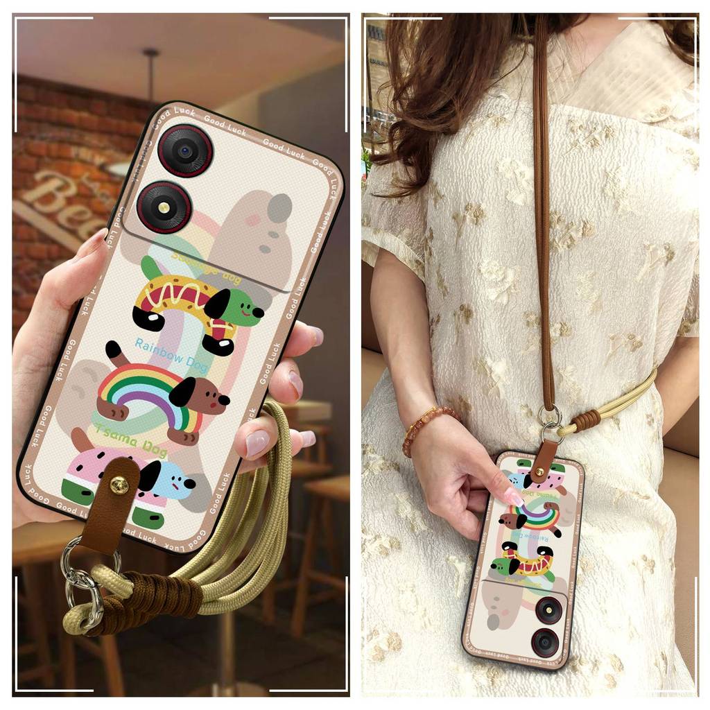 ZTE TPU Full wrapเคสโทรศัพท์สําหรับZTE Blade A34 Soft Caseน่ารักCrossbodyปกหลังสร้อยคอAnti-KNOCKซิลิ