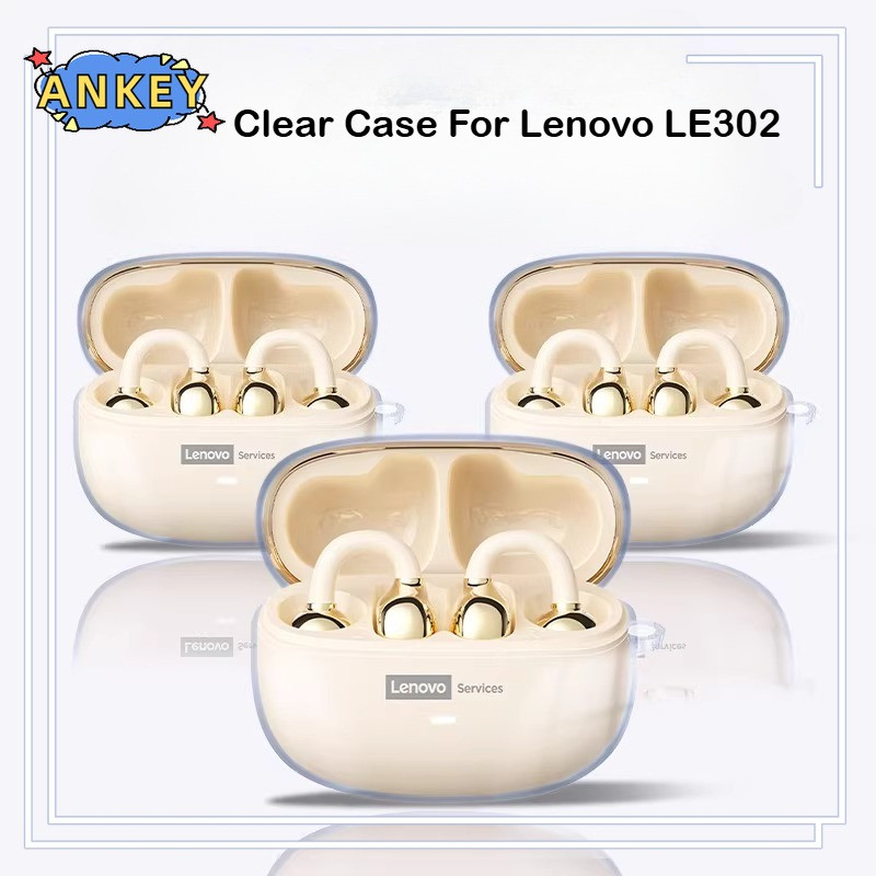 for Lenovo LE302 Case Protective Transparent Clear TPU Covers Bluetooth Earphone Shell Headphone Por