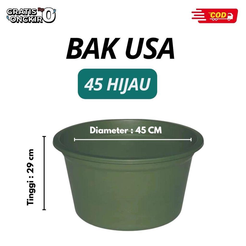 HIJAU 45 LITER ถังพลาสติกสีเขียว USA