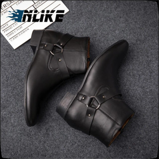 รองเท้าบู๊ทส์หนัง หัวแหลม ขนาดใหญ่ สำหรับผู้ชาย