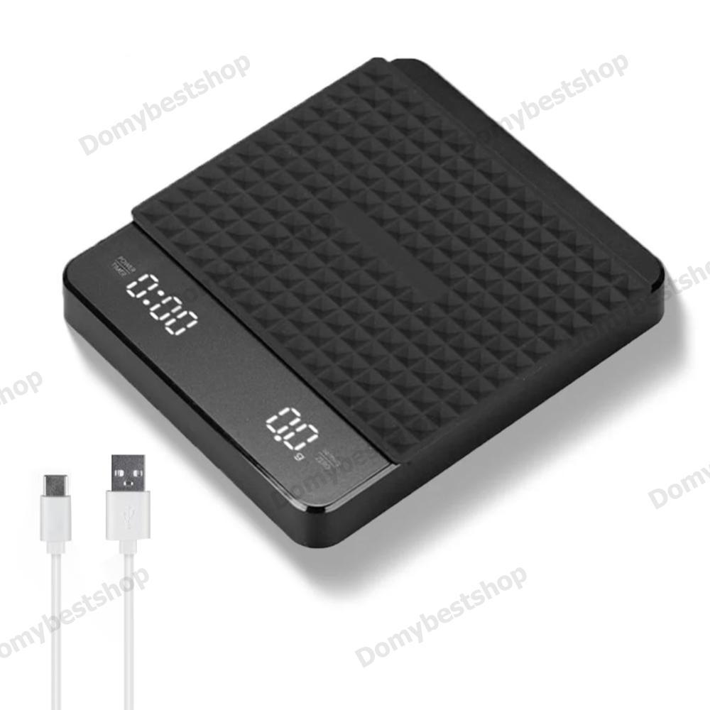 COD Mini Coffee Scale W/จับเวลาชาร์จ 3kg/0.1g Portable Digital Kitchen Scale Auto Tare Portable Coff