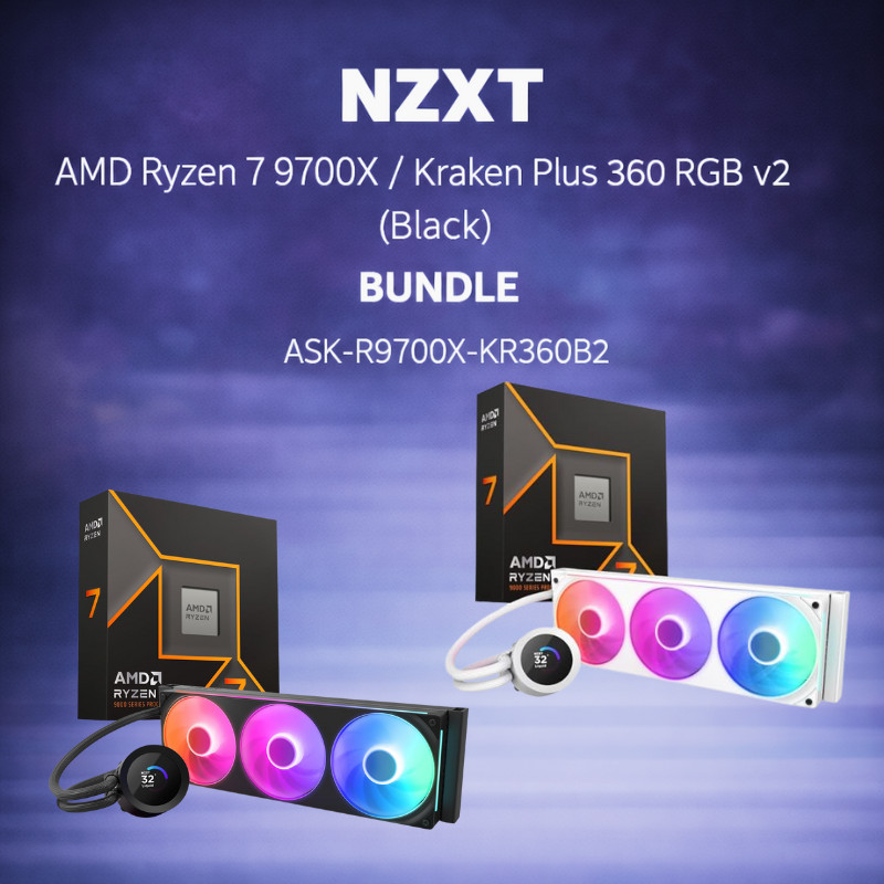 NZXT ชุด CPU และชุดน้ำสำหรับเกมมิ่ง Ryzen 7 9700X พร้อม Kraken Plus 360 RGB