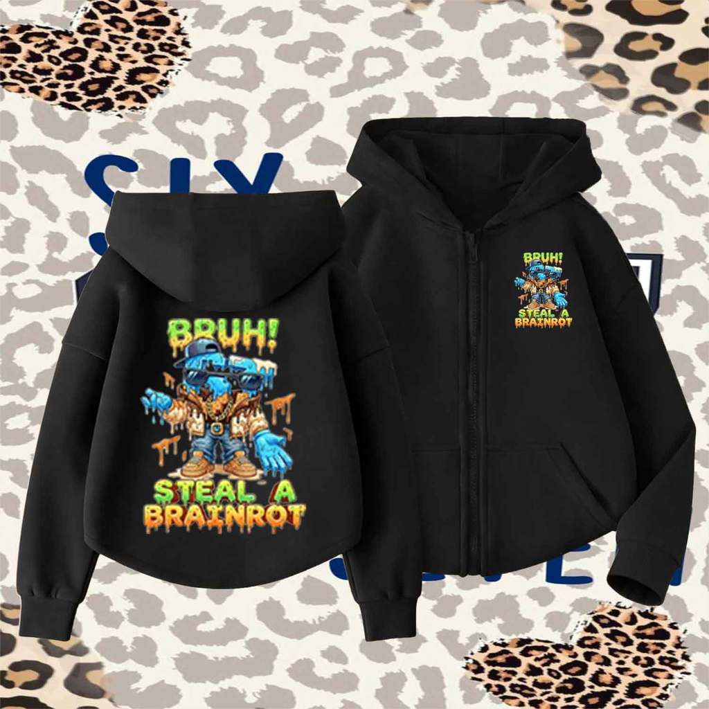 ROBLOX SIX SEVEN 67 Graphic Kids Hooded Zip-Up Sweatshirt Trendy Style 120-150cm