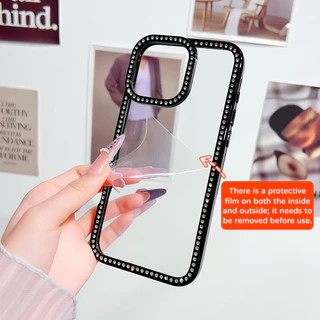 เคสโทรศัพท์ for iPhone 13 11 17 pro max Case iPhone 11 15 16 pro max 14 12 pro max 17 Air ขอบเพชรระยิบระยับ