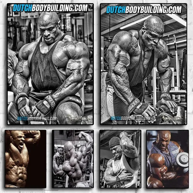 Ronnie Coleman Fitness Gym Sport Star Muscle Man Oil ภาพวาดผ้าใบโปสเตอร์พิมพ์ Wall Art ภาพสําหรับห้อ