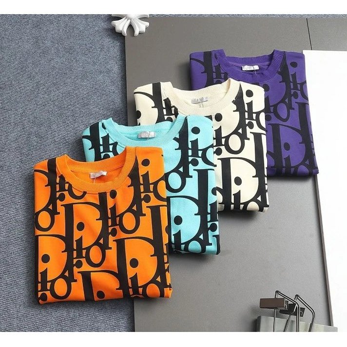 [D10r] Didis CD 25SS รุ่นกว้างเล็กน้อย Casual Sweatshirt คลาสสิกรอบคอโลโก้พิมพ์รูปแบบเสื้อกันหนาวเว็