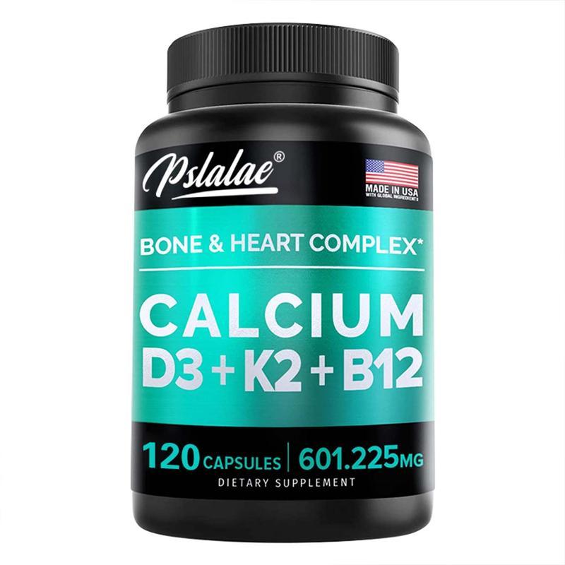 Pslalae 4-in-1 Calcium + Vitamin D3 + K2 + B12 Complex for Heart, Bone & Immune Health, 60/120 Softg