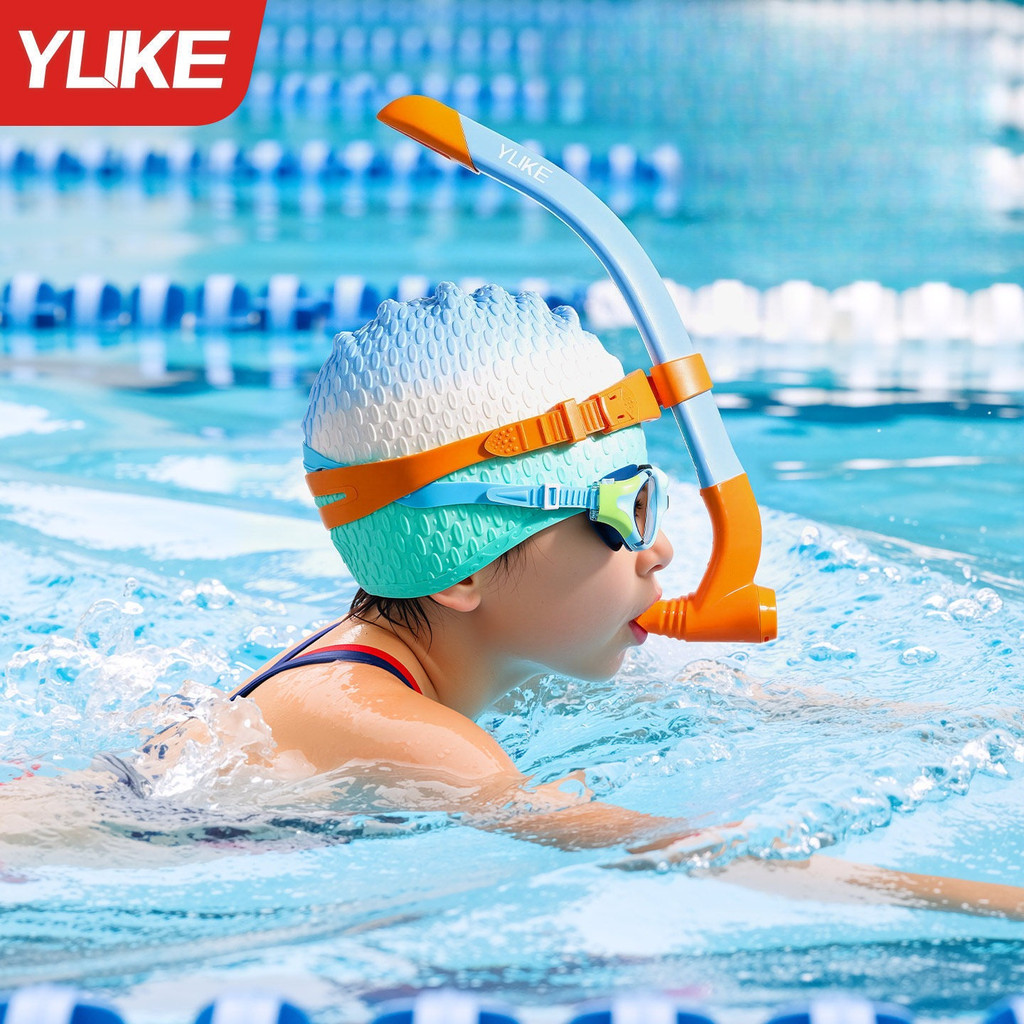 YUKE Kids Training Snorkel เครื่องมือหายใจสำหรับว่ายน้ำฟรีสไตล์และดำน้ำลึก เหมาะสำหรับเด็กและวัยรุ่น