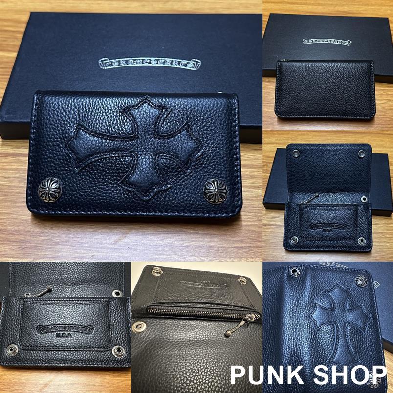 CH♥ กระเป๋าสตางค์ใบสั้น กระเป๋าใส่เหรียญ Cross Cowhide สีดํา Simple Classic 9215 - รูปที่ 7