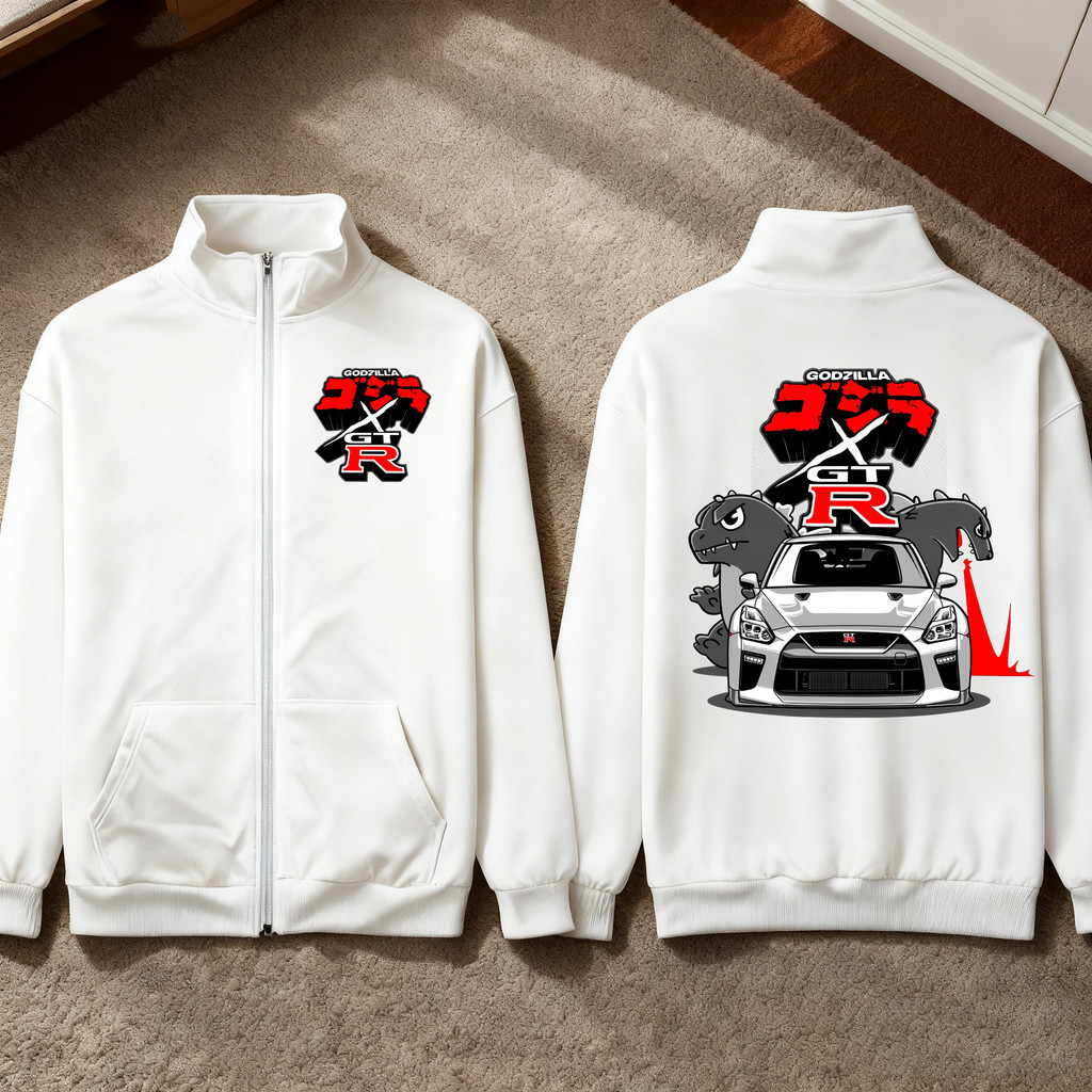 HOT!! เสื้อคาร์ดิแกนแขนยาวซิปใหม่ R35 Godzilla Skyline GTR เสื้อคาร์ดิแกนคอตั้ง GTR35 เหมาะสำหรับทั้