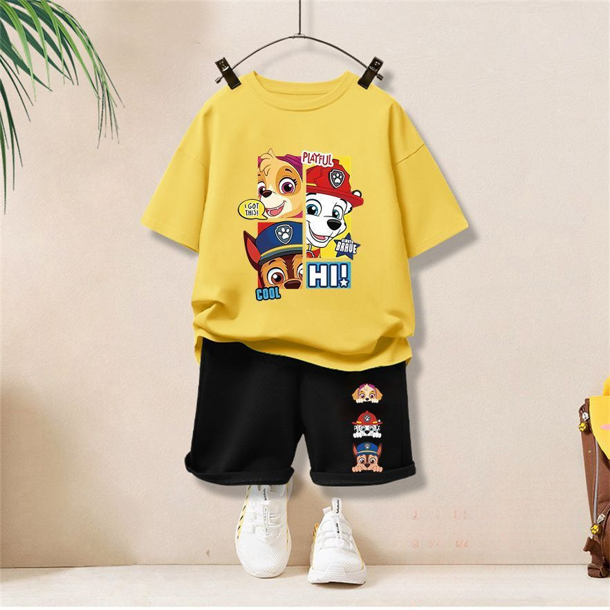 【จัดส่งไทย】2ชิ้น BOBชุดเด็กผู้ชาย 2025 ชุดแขนสั้นเด็กใหม่ ชุดคอสตูมพาวพาโทรล ชุดกีฬาสบายๆ ชุดฤดูร้อน - รูปที่ 3