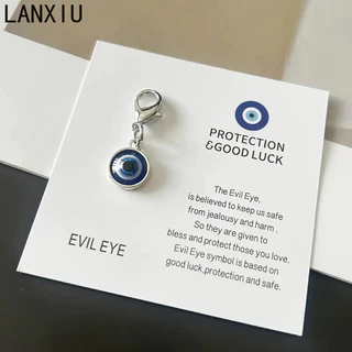 LANXIU Lucky Blue Evil Eye พวงกุญแจ Charm Fortune การ์ดจี้ Stylish แขวนอุปกรณ์เสริมประณีตของขวัญวันหยุด
