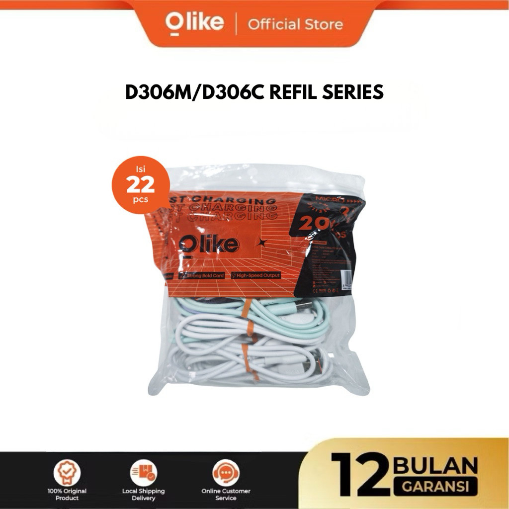 [PALPA] REFILL CONTENTS 22PCS Olike D306 (D306C / D306M) สายเคเบิลข้อมูล Fast Charging Type-C / Micr