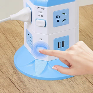 ปลั๊กไฟ คุณภาพสูง ทองแดงเส้นใหญ่ วัสดุกันไฟ ปลั๊ก USB ปลั๊ก และความยาวสายไฟต่อคือ 2/3/5เมตร