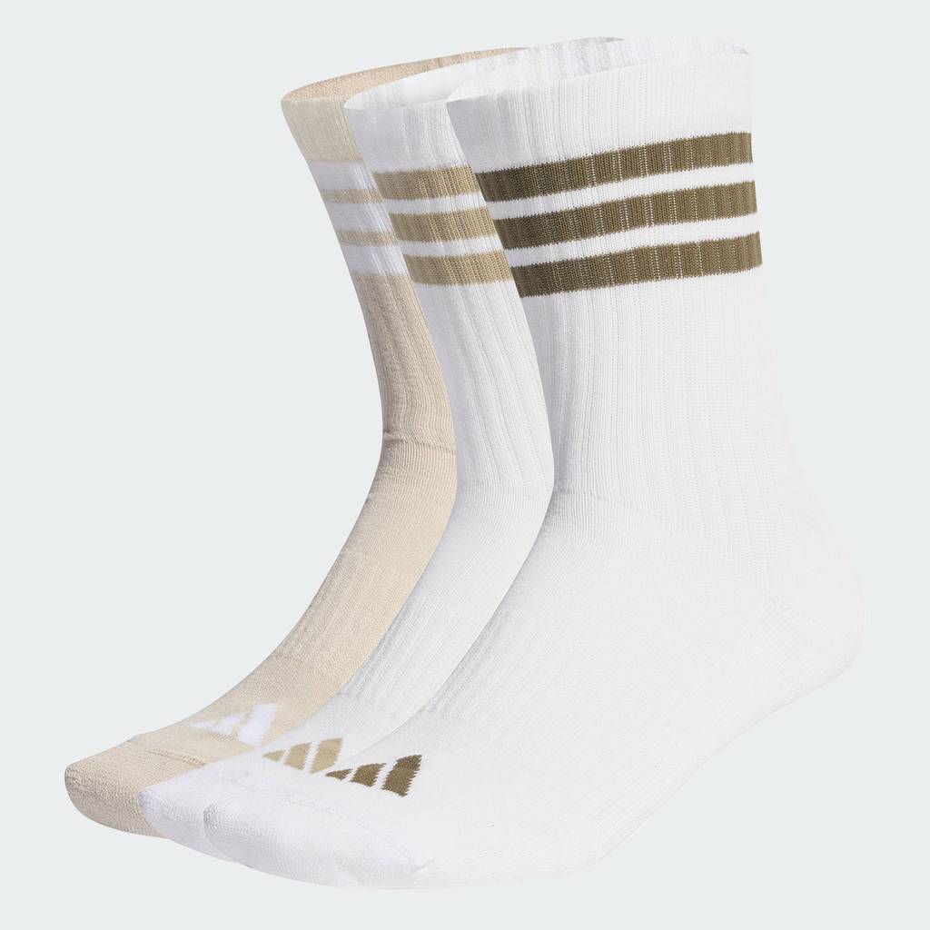 adidas ไลฟ์สไตล์ ถุงเท้าความยาวครึ่งแข้งรองรับแรงกระแทก 3-Stripes แพ็ค 3 คู่ Unisex สีขาว KC9639