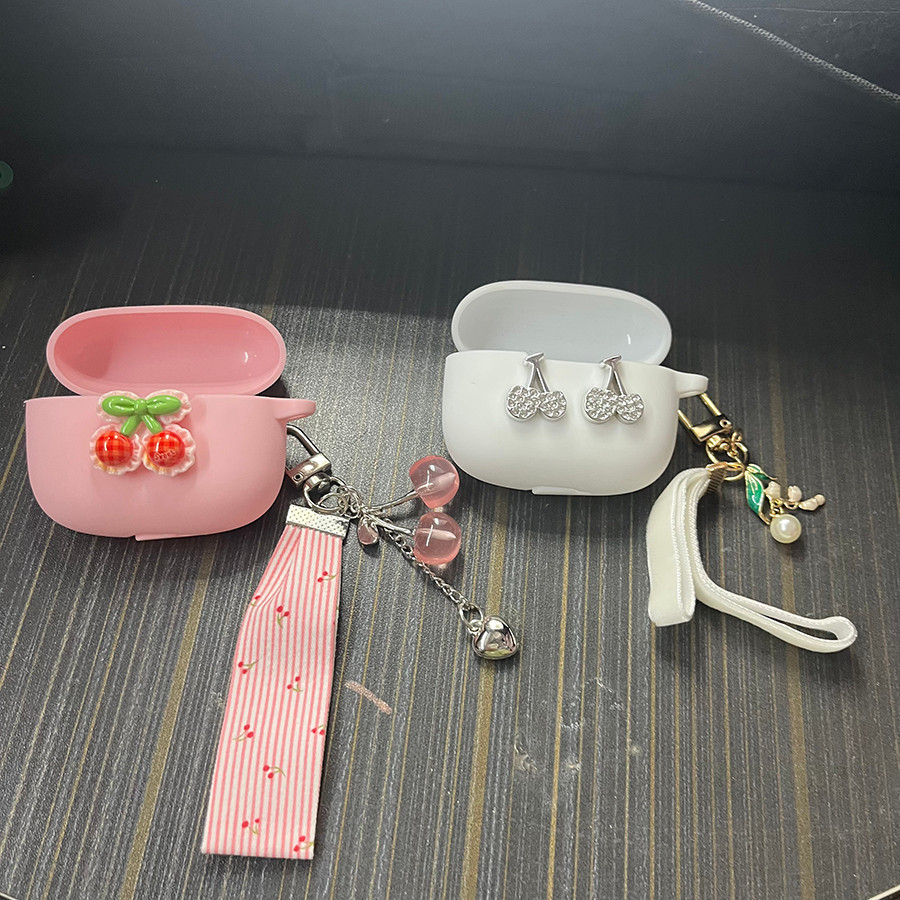 ผลไม้เชอร์รี่หูฟังสําหรับ baseus WM01 / WM02 02+ พร้อม keychian ซิลิโคนได้ยินกล่องสําหรับ baseus WM0