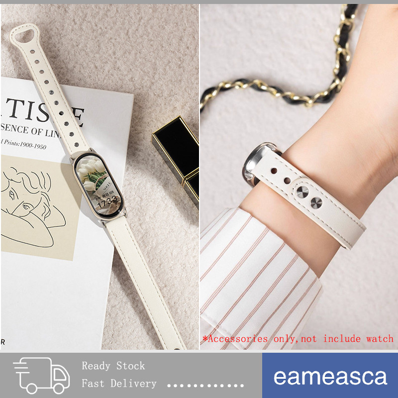 สายรัดแบบห่วงหนัง แบนด์และสายข้อมือสำหรับเปลี่ยนละเอียด for Xiaomi Mi Band 10 9 8 NFC for Miband 10 9 8