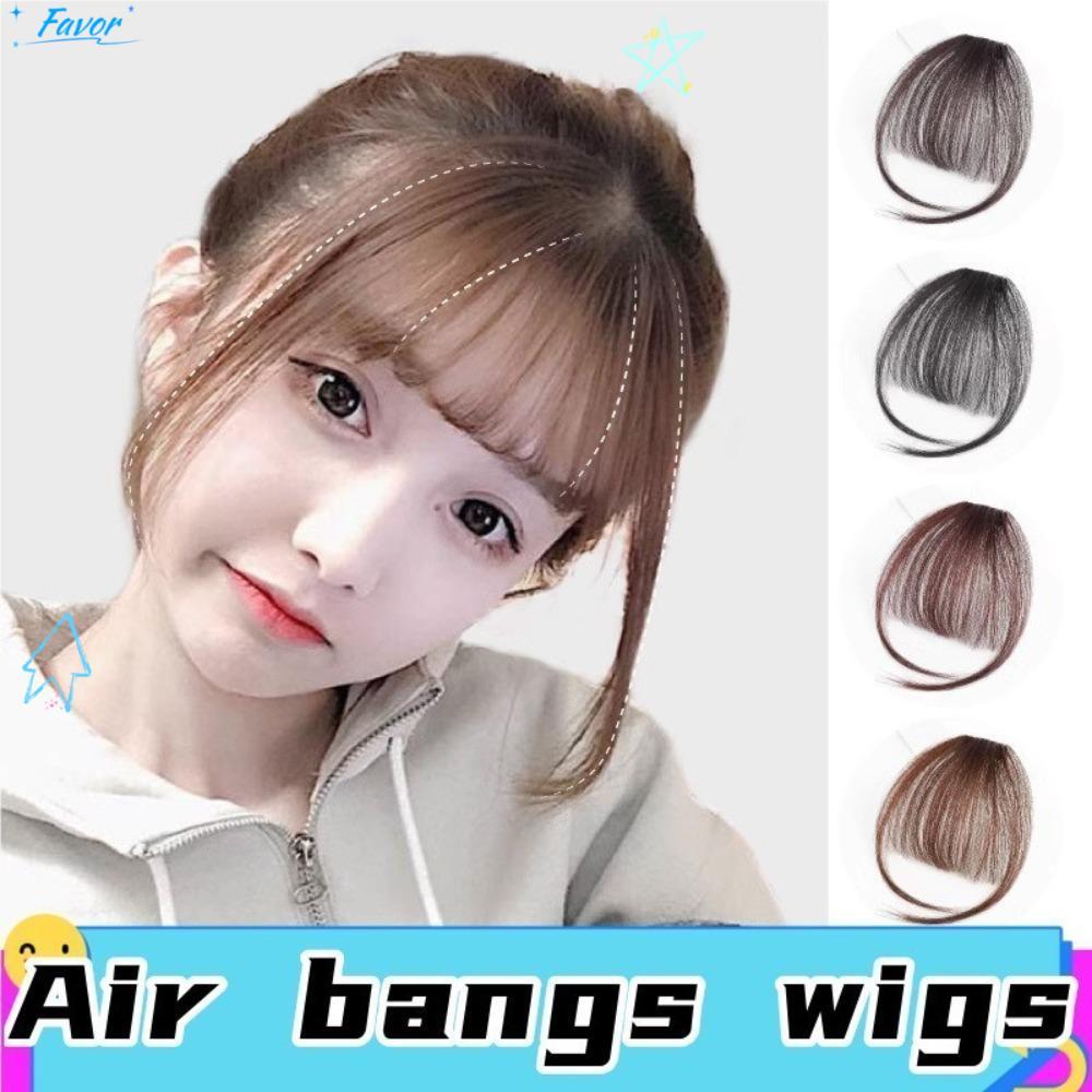 FAVIOR Air Bangs Hairpiece,สําหรับสาวผู้หญิง Mini Fake Bangs,สีดําสีน้ําตาลสังเคราะห์ Hairpiece Exte