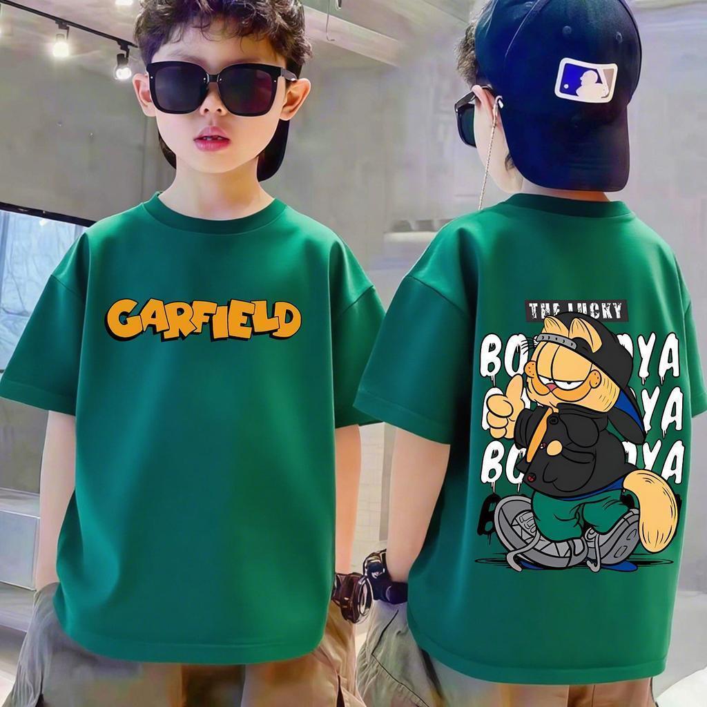 【จัดส่งภายใน 24 ชั่วโมง】 เสื้อยืดเด็ก / ลายการ์ฟิลด์ / ผ้าฝ้าย 100% / ขนาดเหมาะสำหรับเด็กอายุ 1-12 ปี