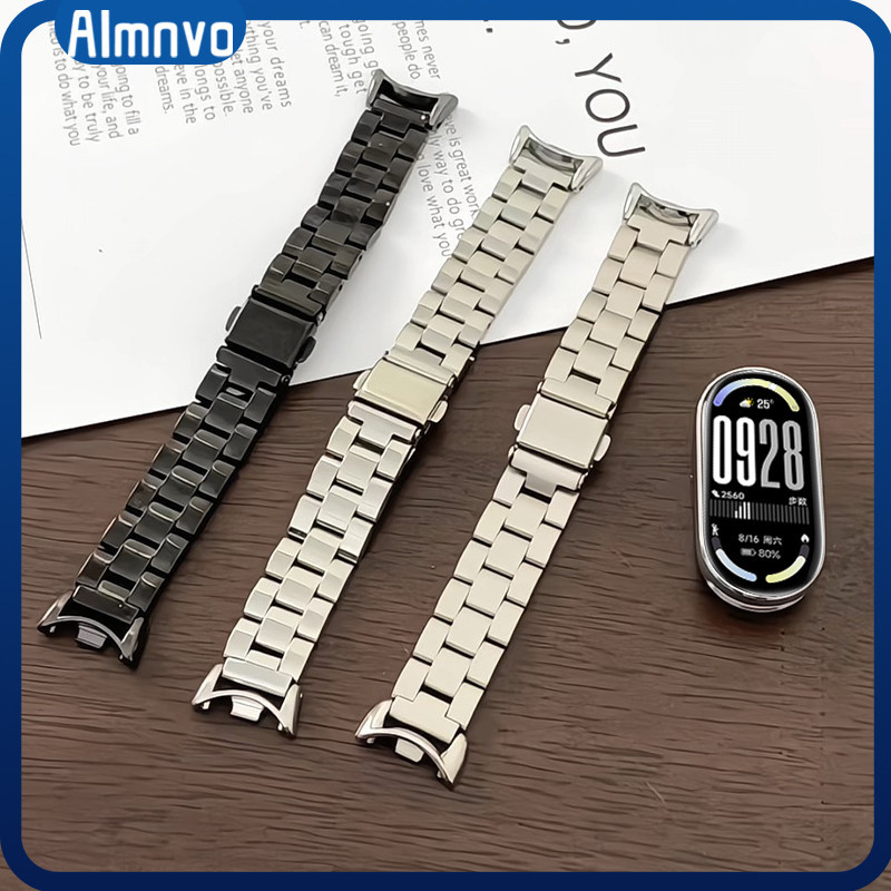 สายนาฬิกาโลหะสำหรับ for Smartwatch Xiaomi Mi Band 10 9 8 สายสแตนเลสปรับได้สำหรับ for Mi Band 10 9 8