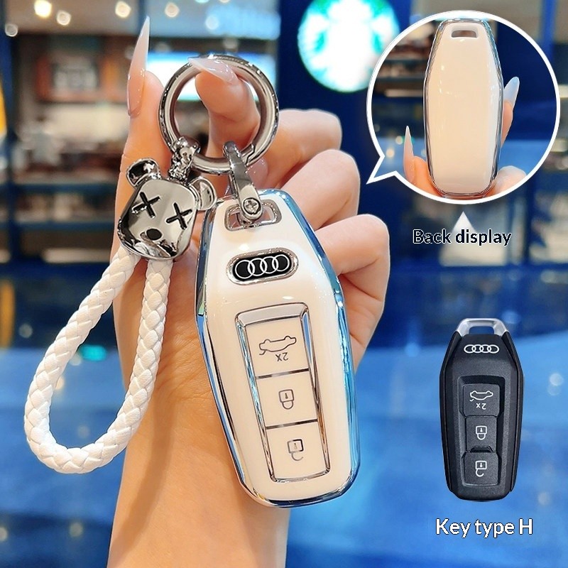 สําหรับ 2025 AUDI Q6 E-tron Key Case E-tron TPU รถ Remote Key Case Protector พวงกุญแจคลุมทั้งหมด She