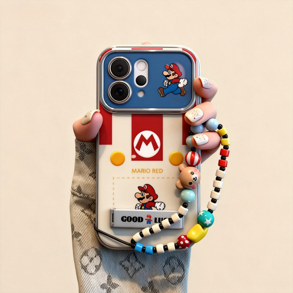 💖Novel💖-ลายทาง ลายคนงาน มาพร้อมเชือกคล้องและขาตั้ง เคส iPhone 17PROMAX เคสไอโฟน 13PRO 16PRO 15 14PLUS 12 11-CHX6DSC47