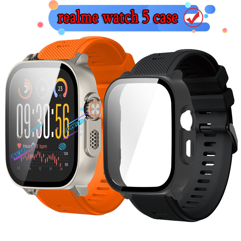 Realme Watch 5 strap สายซิลิโคน สายรัดข้อมือกีฬา Realme Watch 5 case ปกป้องหน้าจอ