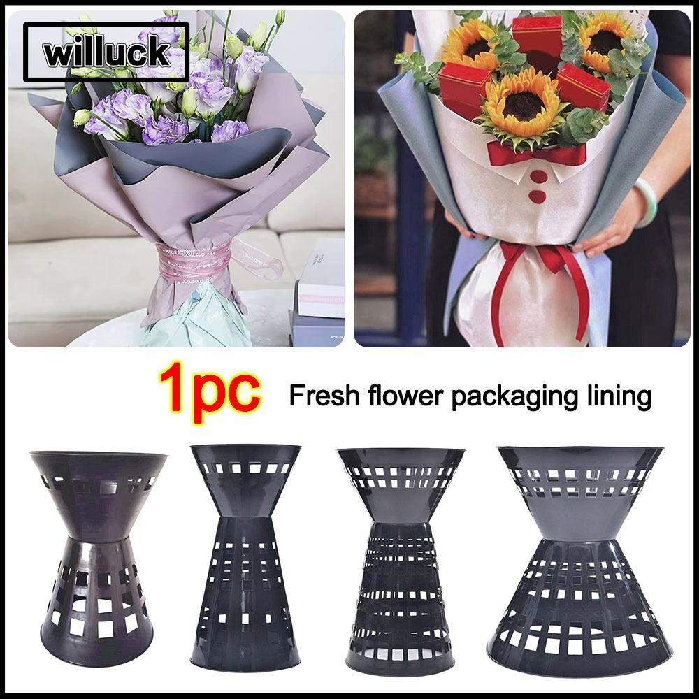 WILLUCK บรรจุภัณฑ์ดอกไม้, อุปกรณ์ดอกไม้ ฐานช่อดอกไม้ด่วน, พลาสติกแบบพกพา DIY ช่อดอกห่อวันแม่