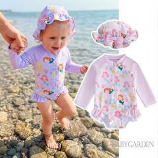 ชุดว่ายน้ำชิ้นเดียวสำหรับเด็กผู้หญิงวัยหัดเดิน ดีไซน์ซิปรูปน…