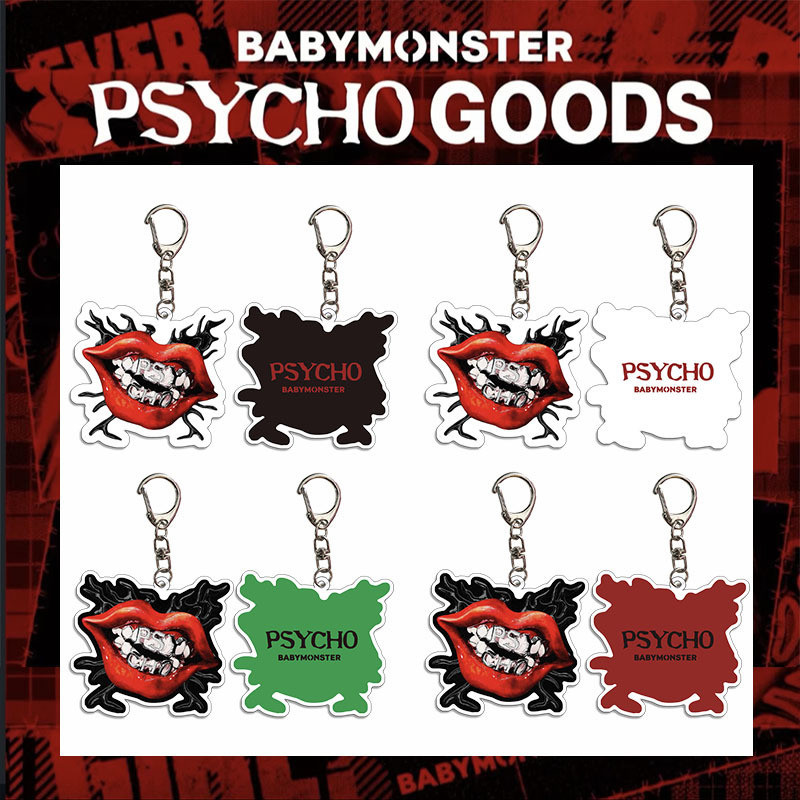 KPOP BABYMONSTER PSYCHO Flash อุปกรณ์เสริมกระเป๋าพวงกุญแจสองด้าน