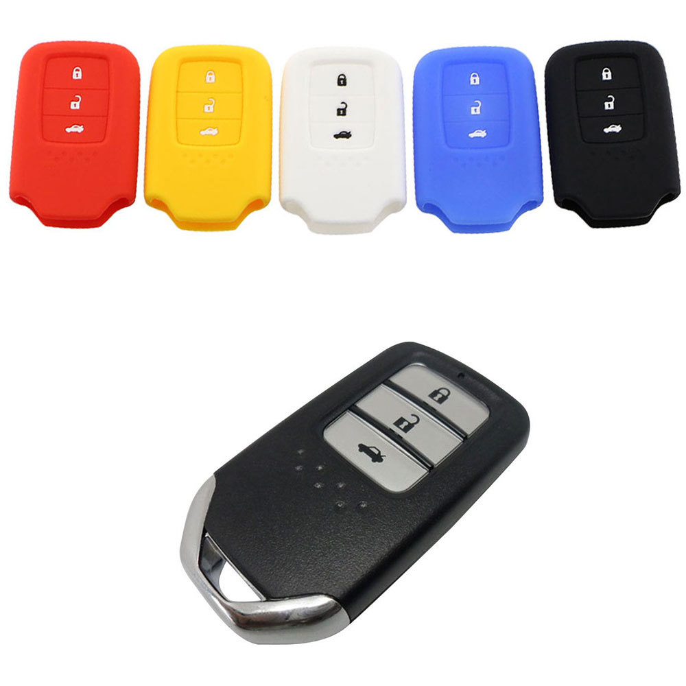 3 ปุ่มกุญแจรถสําหรับ Honda CRV CR-V Pilot Accord Civic Jazz หยก Fit HR-V HRV Freed ซิลิโคนฝาครอบ Fob Protector อุปกรณ์เสริม