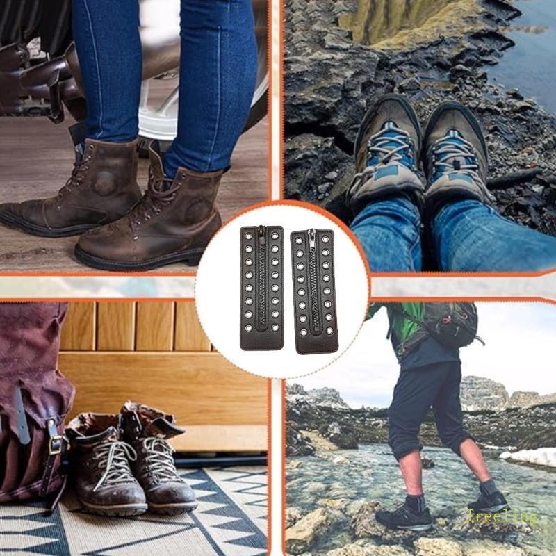 Treeling PU หนังซิปเชือกผูกรองเท้า 8 หลุมสําหรับ Boot Footwear อุปกรณ์เสริม