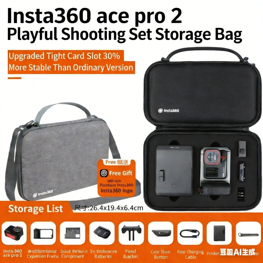 เหมาะสําหรับ Shadowstone Insta360 Ace Pro 2 Street ยิงชุดกระเป๋าเก็บเครื่องพิมพ์กล้องกีฬา Hard Shell กระเป๋า