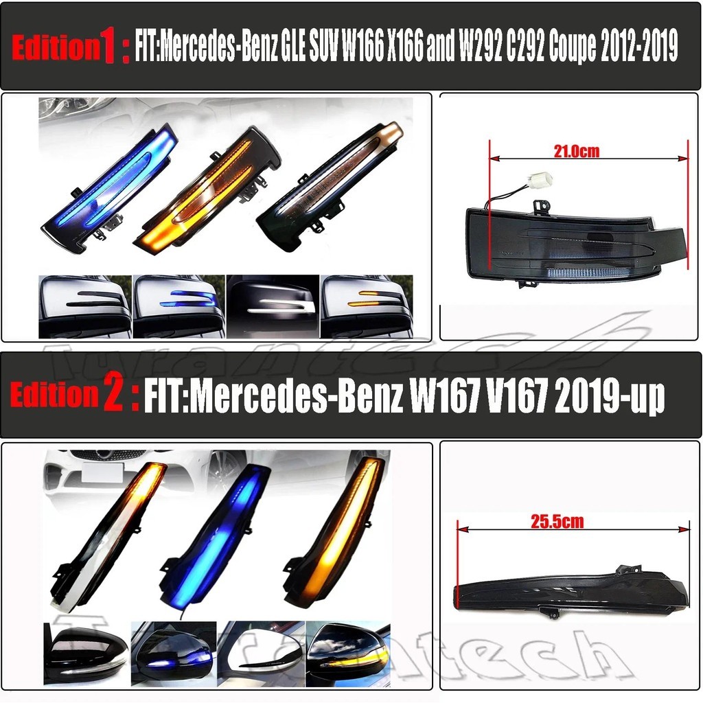 2 ชิ้นไฟเลี้ยวไฟสัญญาณสําหรับ Mercedes-Benz GLS300 GLS320 GLS350 GLS400 GLS450 GLS580 GLS600 GLS53 G