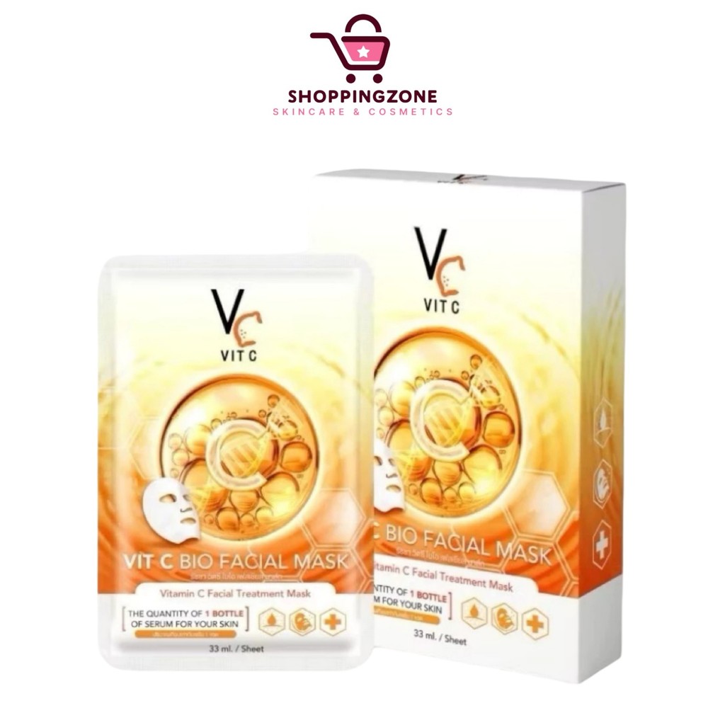 VC VIT C Bio Facial Mask รัชชา วิตซี ไบโอ เฟสเชียล มาส์ก [33 ml.] [1 กล่อง / 6 แผ่น]