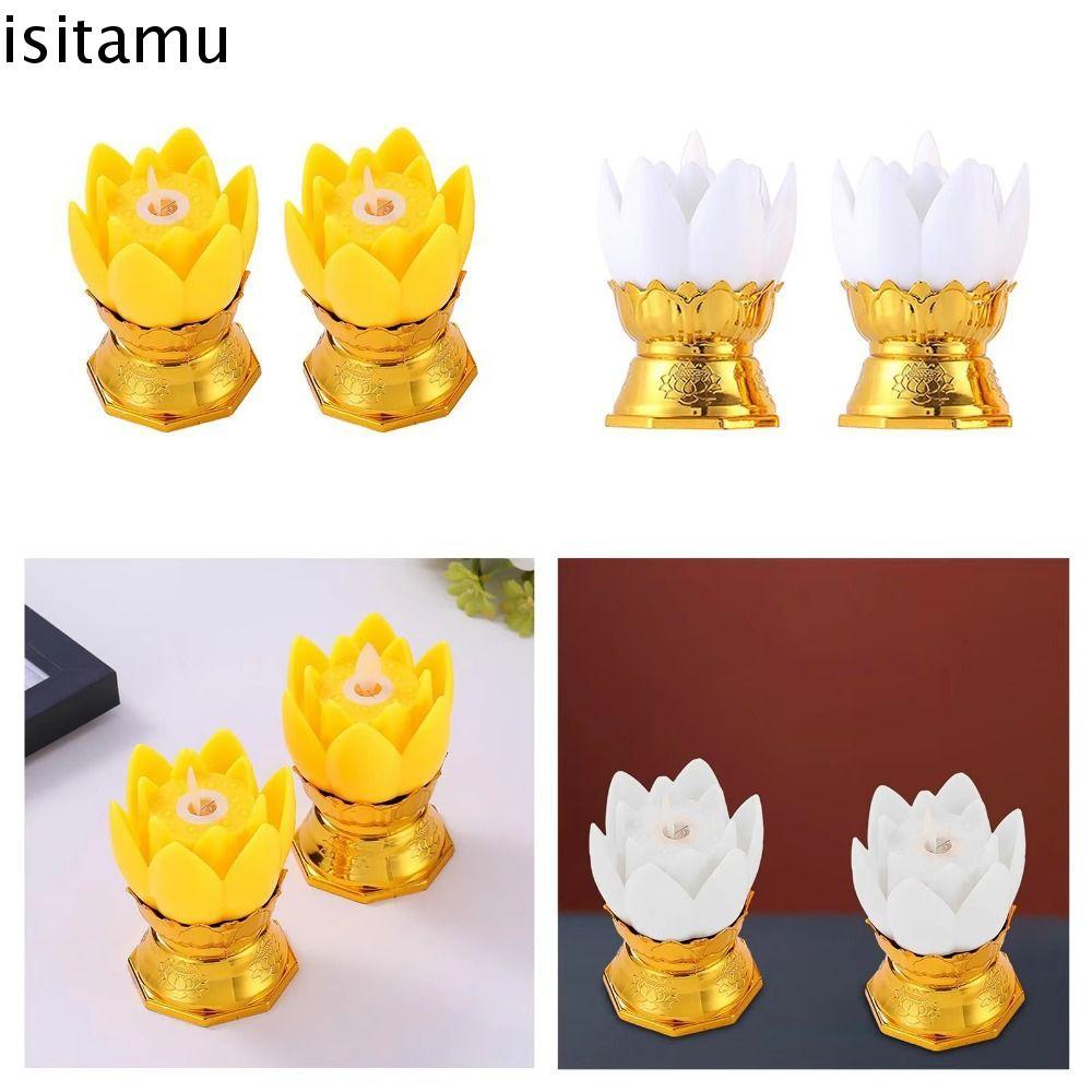 อิซิทาฟ ชุดกระถางธูปอิเล็กทรอนิกส์ 3 ชิ้น, แบตเตอรี่ดําเนินการกันน้ําเครื่องประดับโคมไฟดอกบัวอิเล็กทรอนิกส์, ไฟเทียนไฟฟ้า นํา แบบพกพาตกแต่งสร้างสรรค์