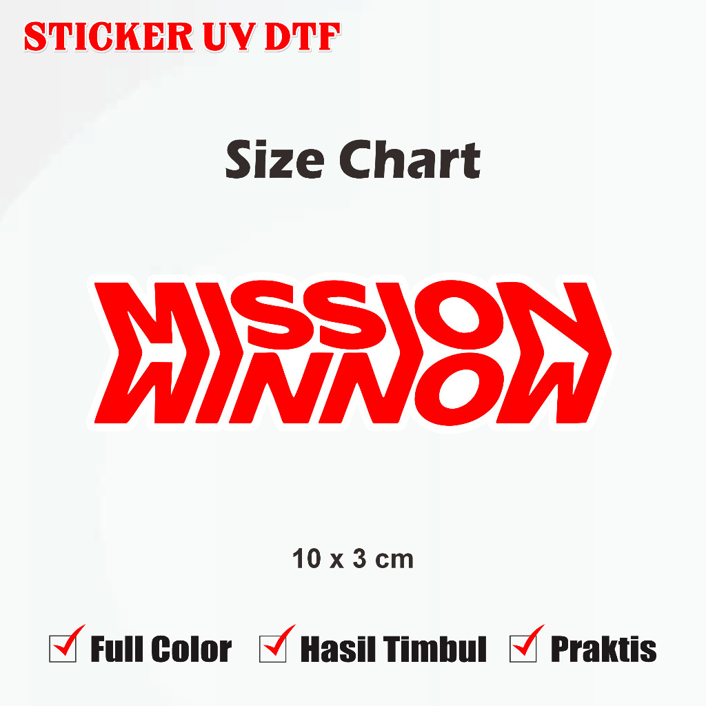 MERAH Mission Winnow หมวกกันน็อคเคลือบเงา 10 ซม.สติกเกอร์ Mission Winnow สีแดง LV/Up UV DTF หลายสติก
