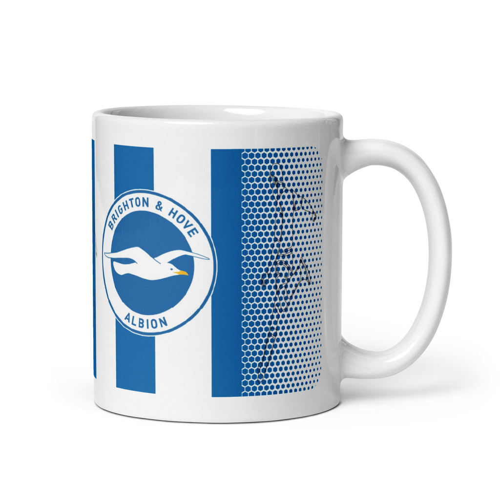 คูลเลอร์คิง Brighton & Hove FC แก้วกาแฟ 11 ออนซ์ สีขาว – เหมาะสำหรับชา กาแฟ และของขวัญ ของที่ระลึก