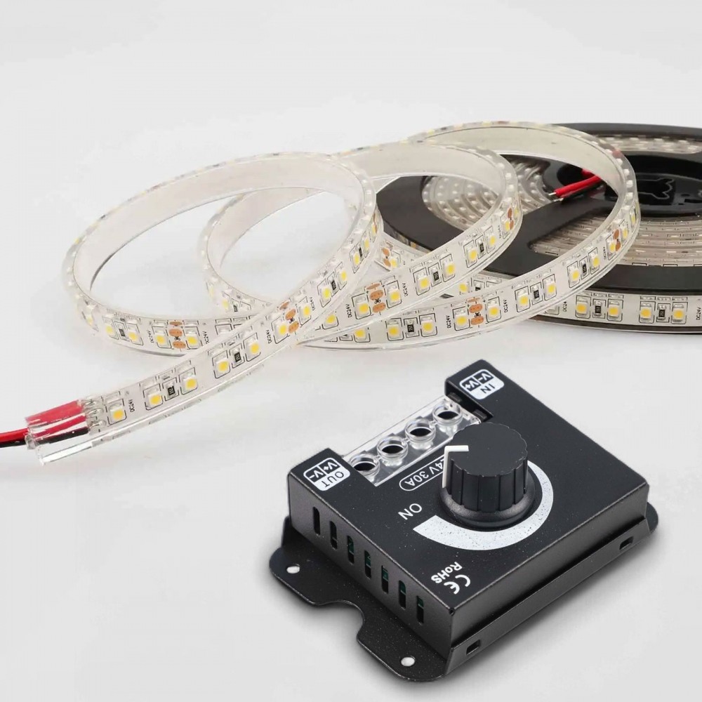 สวิตช์ลูกบิด LED Dimmer สําหรับแถบไฟอ่อนและแข็งเข้ากันได้กับ DC 12V 24V