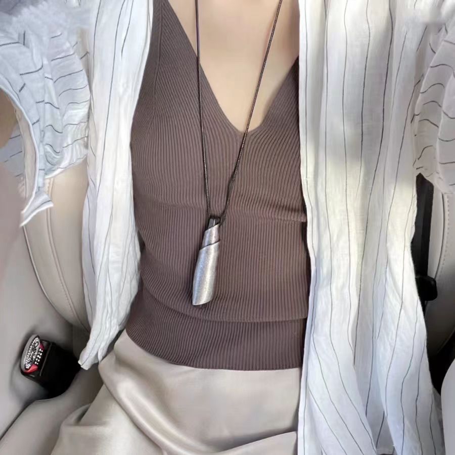 สร้อยคอนำเข้าหรูหราดีไซน์เรโทรวิสตเติลEbony Silver Roll